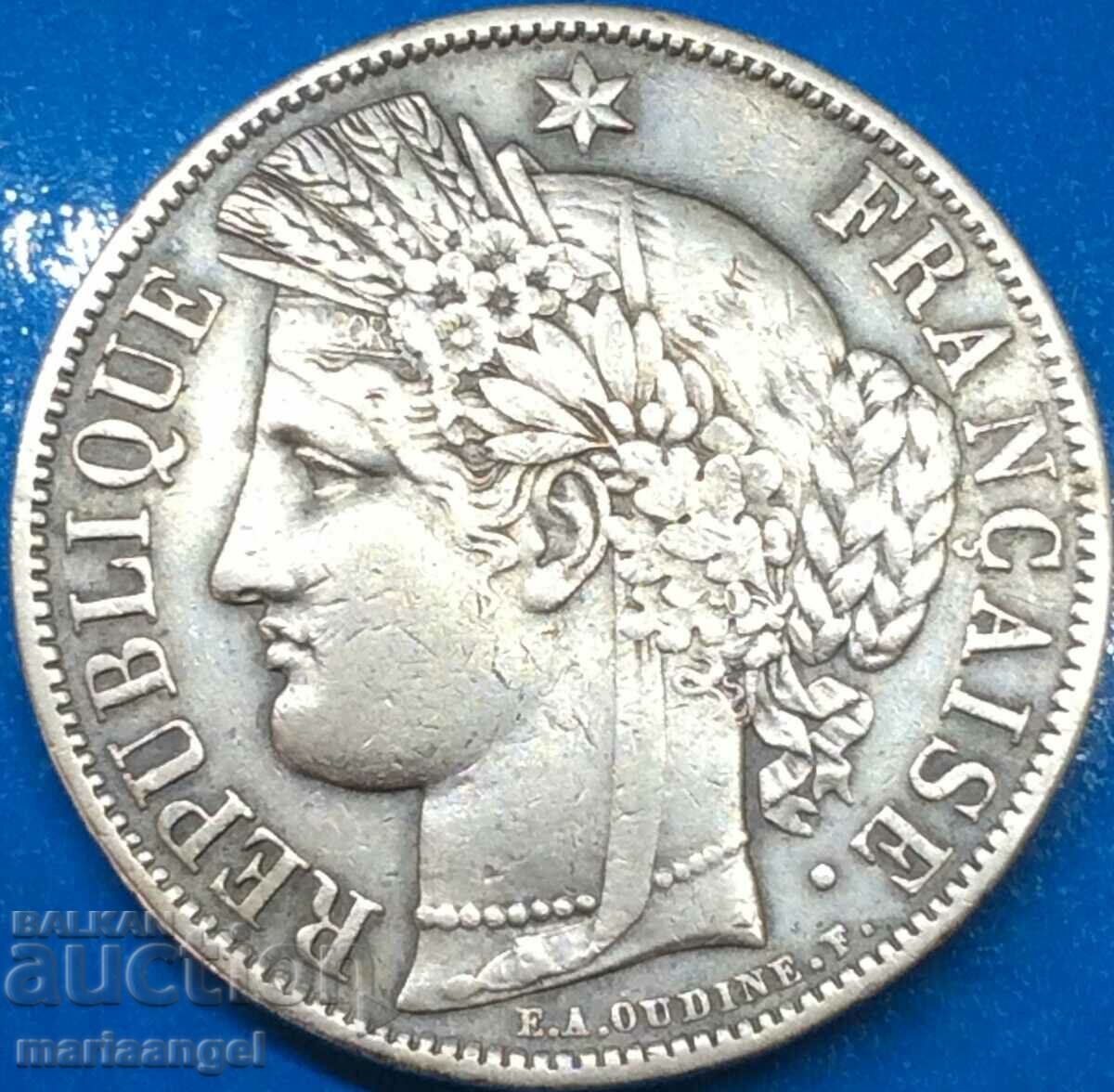 5 франка 1851 Франция Талер Ceres 37мм 24,84г сребро