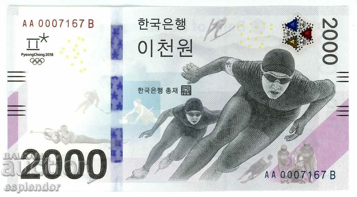 BZC! South Korea 2000 Won 2018 UNC Commemorative Banknote