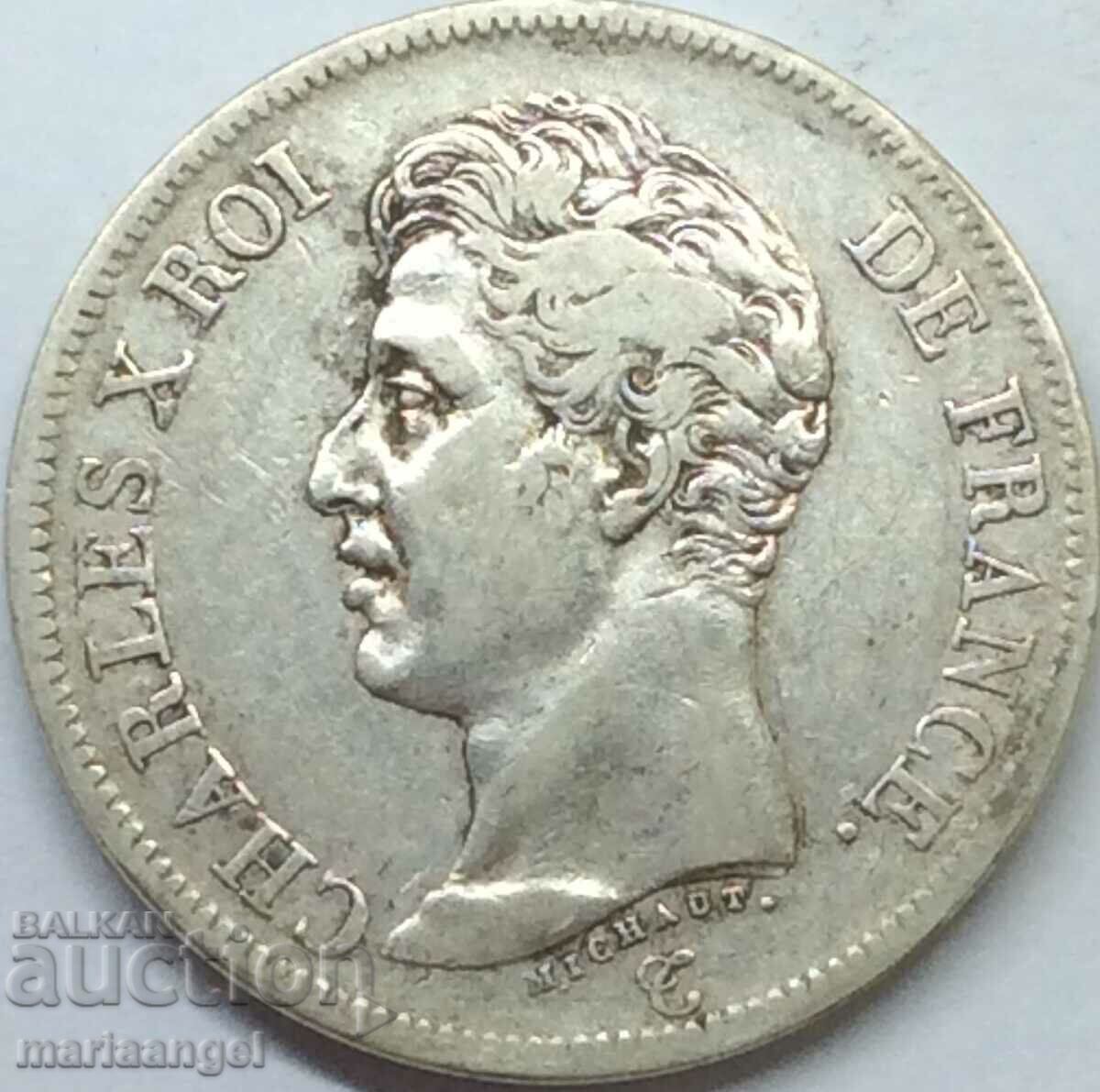5 Φράγκα 1826 France A - Paris Charles X 37mm 24,85g Ασήμι