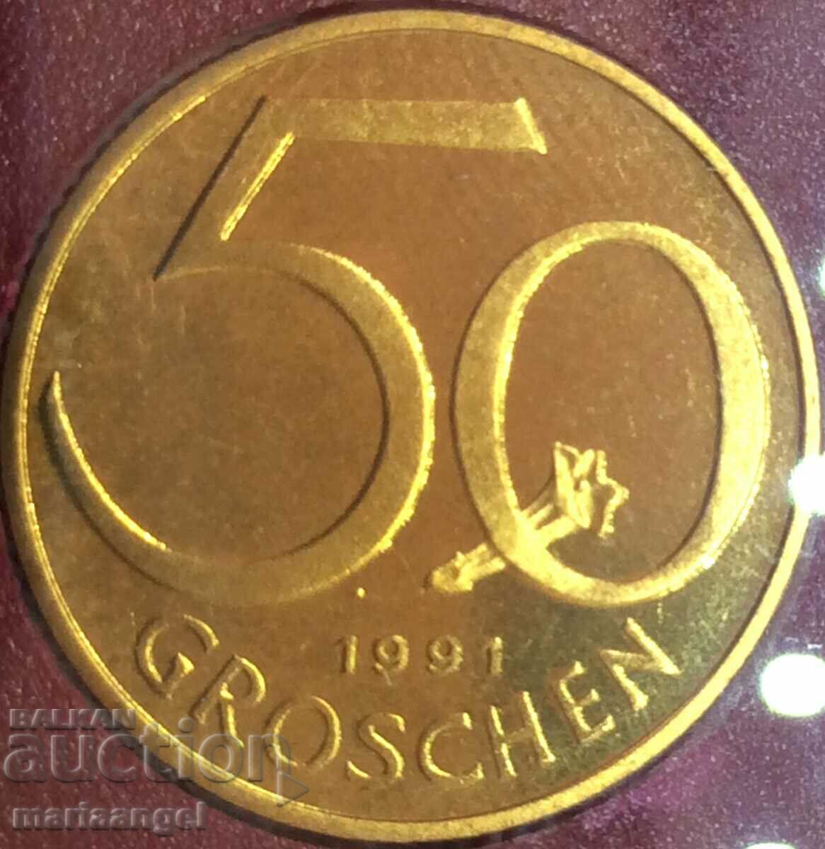 50 Grosz 1991 Austria UNC PROOF