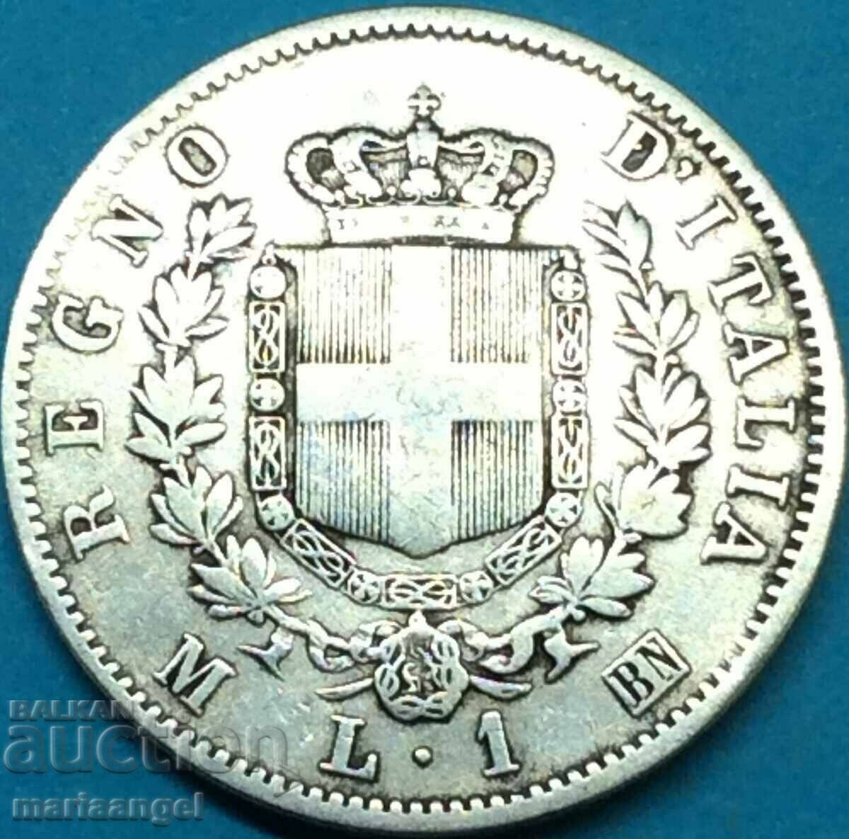 1 lira 1863 Italia Victor Emmanuel argint
