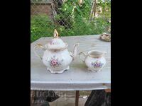 porcelain teapot and latiere