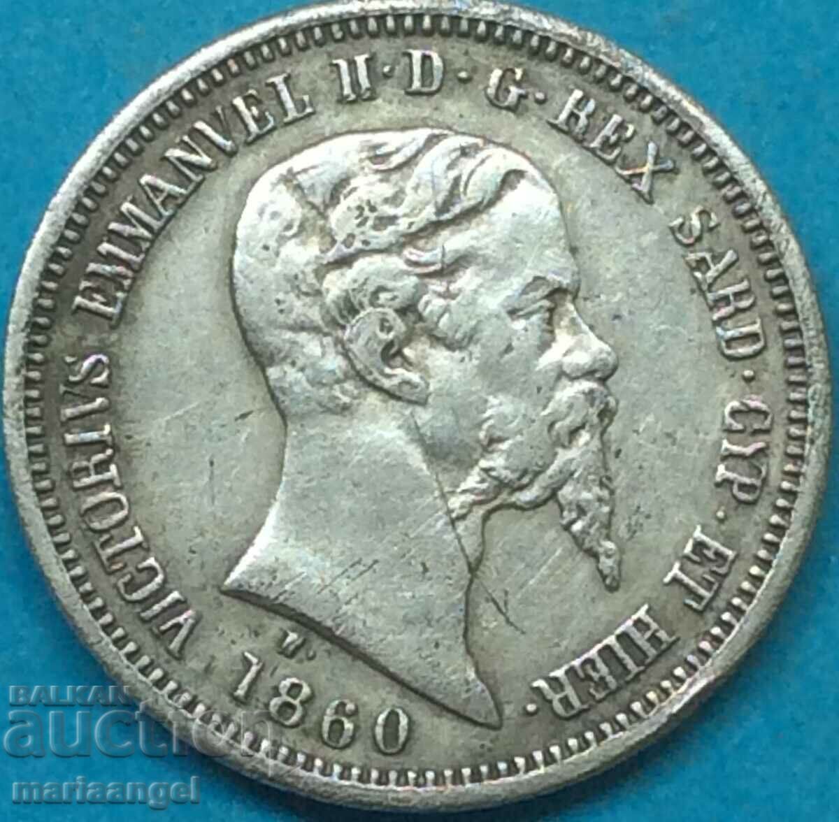 Milan 50 centesimi 1860 Italy silver