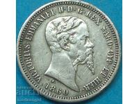 Milan 50 centesimi 1860 Italy silver