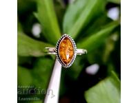 4745 Silver ring with Amber