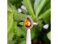 4749 Silver ring with Amber