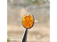 4892 Silver ring with Amber