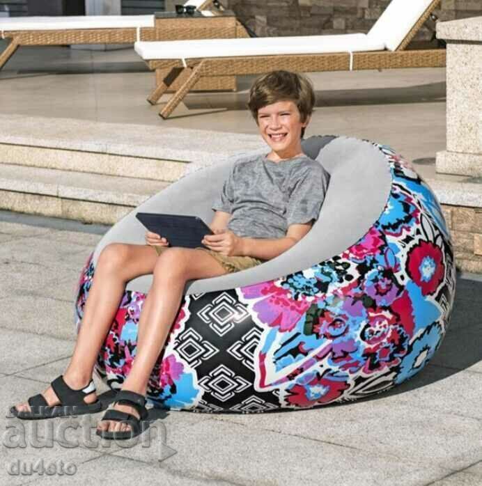 Παράδοση Πολυθρόνα Φουσκωτή Βελούδινη Πολύχρωμη Floral 112x112x66cm Παράδοση Πολυθρόνα Φουσκωτή Βελούδινη Πολύχρωμη Floral 112x112x66cm