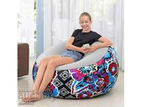 Armchair Inflatable Velvet Multicolor Floral 112x112x66cm