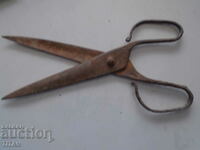 huge old scissors, forged, inlaid, 30 cm.