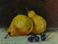 Realism oil painting - Still life - pears and grapes 26/18 cm