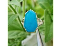 Silver ring with blue chalcedony