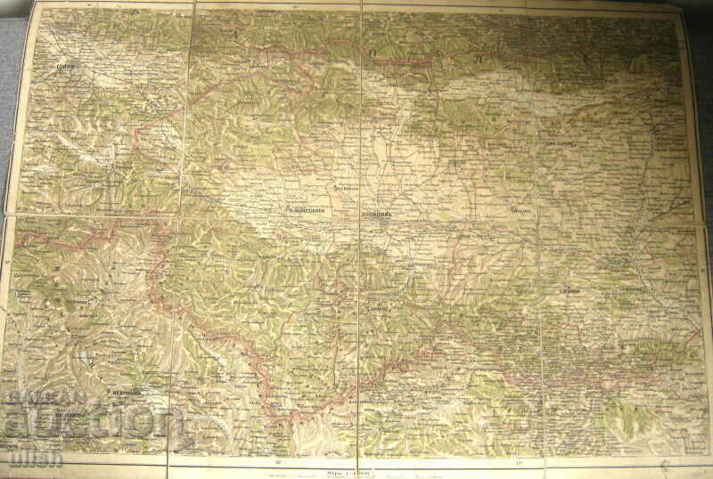 Царство България стара географска пътна карта София Паз Плов
