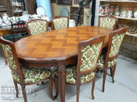 Set of table, chairs and solid cherry sideboard