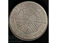 Spania 100 Pesetas 1966 data in stea 67 Moneda de argint