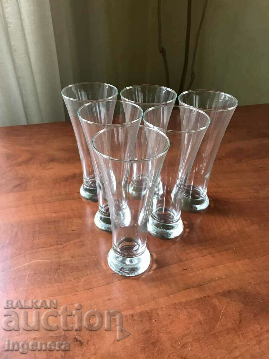 TALL GLASS CUPS -6 PCS. SERVICE