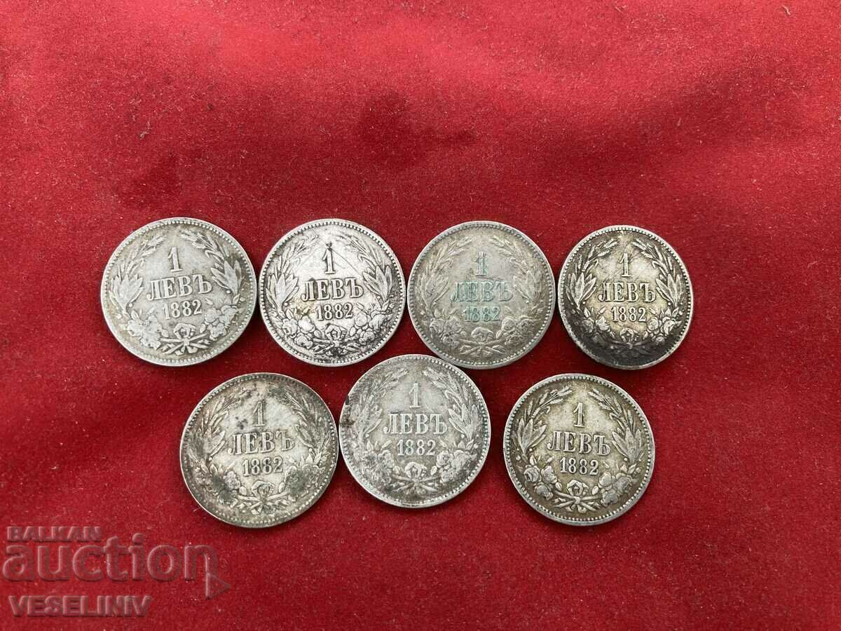Lot Argint 1 lev 1882 7 buc Lot Argint 1 lev 1882 7 buc