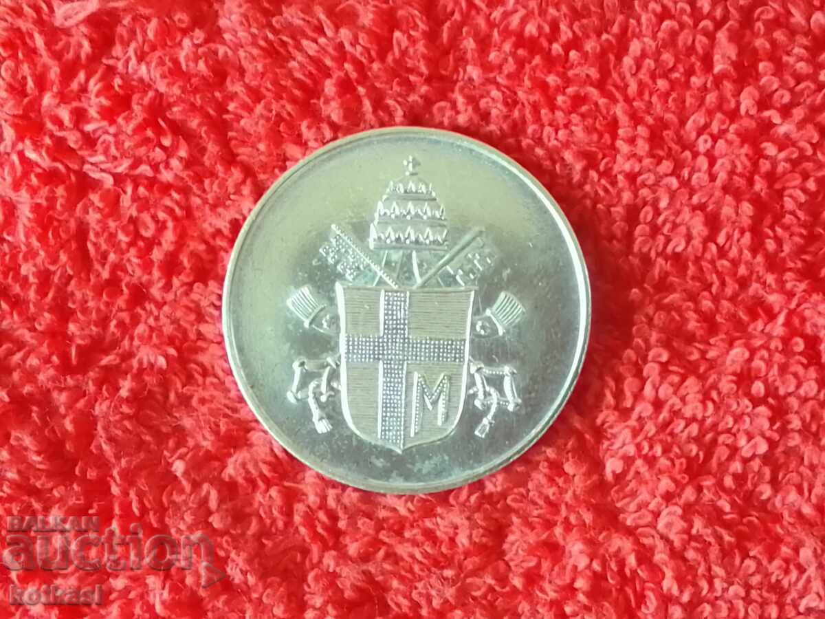 Placă metalică veche placată cu argint Papa Ioan Paul al II-lea Malta M