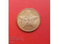 Bahamas-1 cent 1970-ext. conservat și rar-circulație 125 x. Nu.