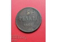 Rusia/pentru Finlanda/ 5 pence 1866