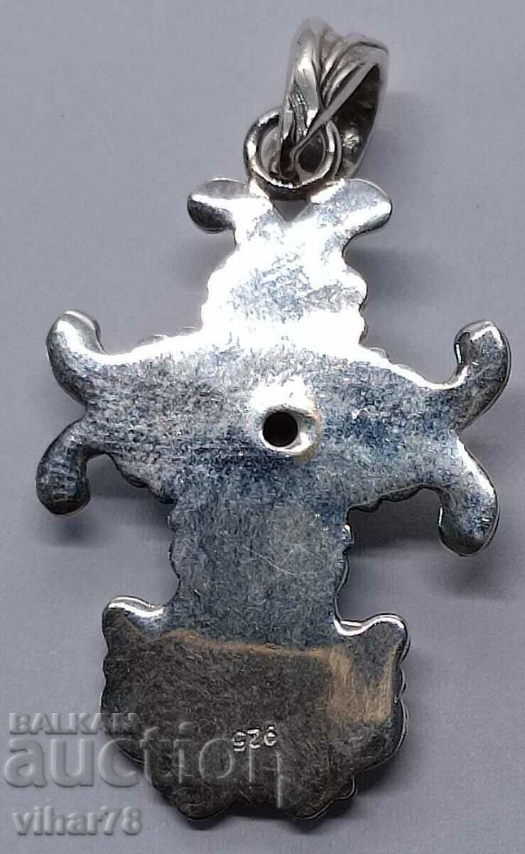 Foarte frumoasa cruce de argint cu granat - 5 Foarte frumoasa cruce de argint cu granat - 5