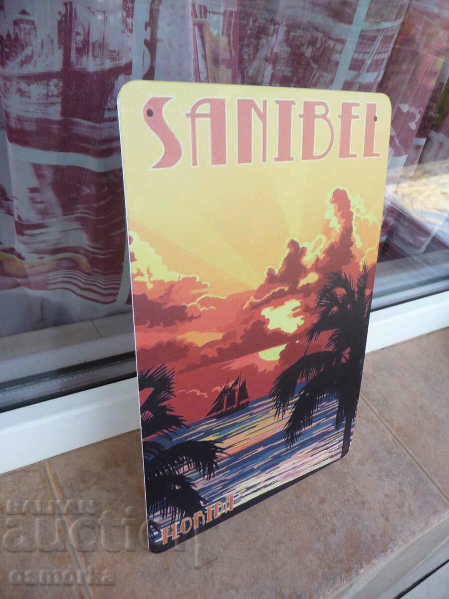 Metal sign Sanibel Island Florida palm trees beach sun sand with price 18.00 BGN | € 9.20 Metal sign Sanibel Island Florida palm trees beach sun sand with price 18.00 BGN | € 9.20