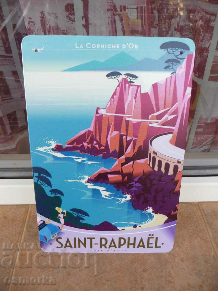 Metal sign Saint Raphael Cote d'Azur France accommodation