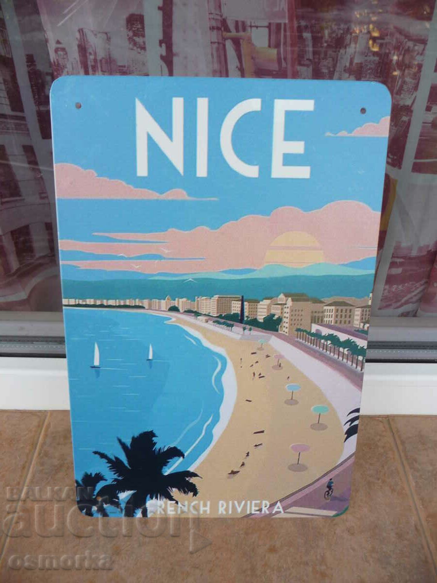 Метална табела Ница Лазурния бряг Френската ривиера плажове