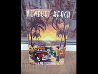 Metal sign New Port California Beaches vintage cars