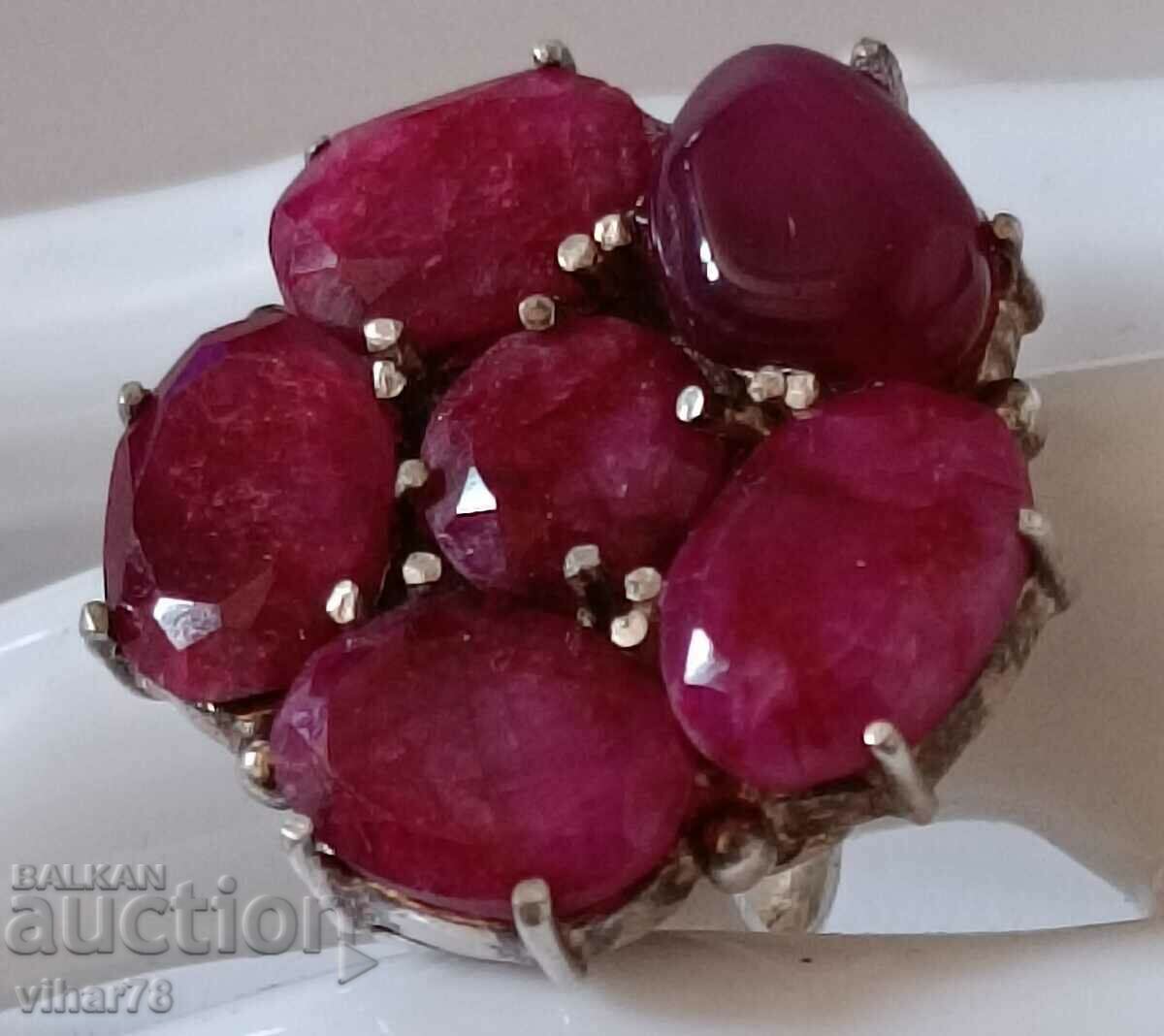 Silver Ring with rubies