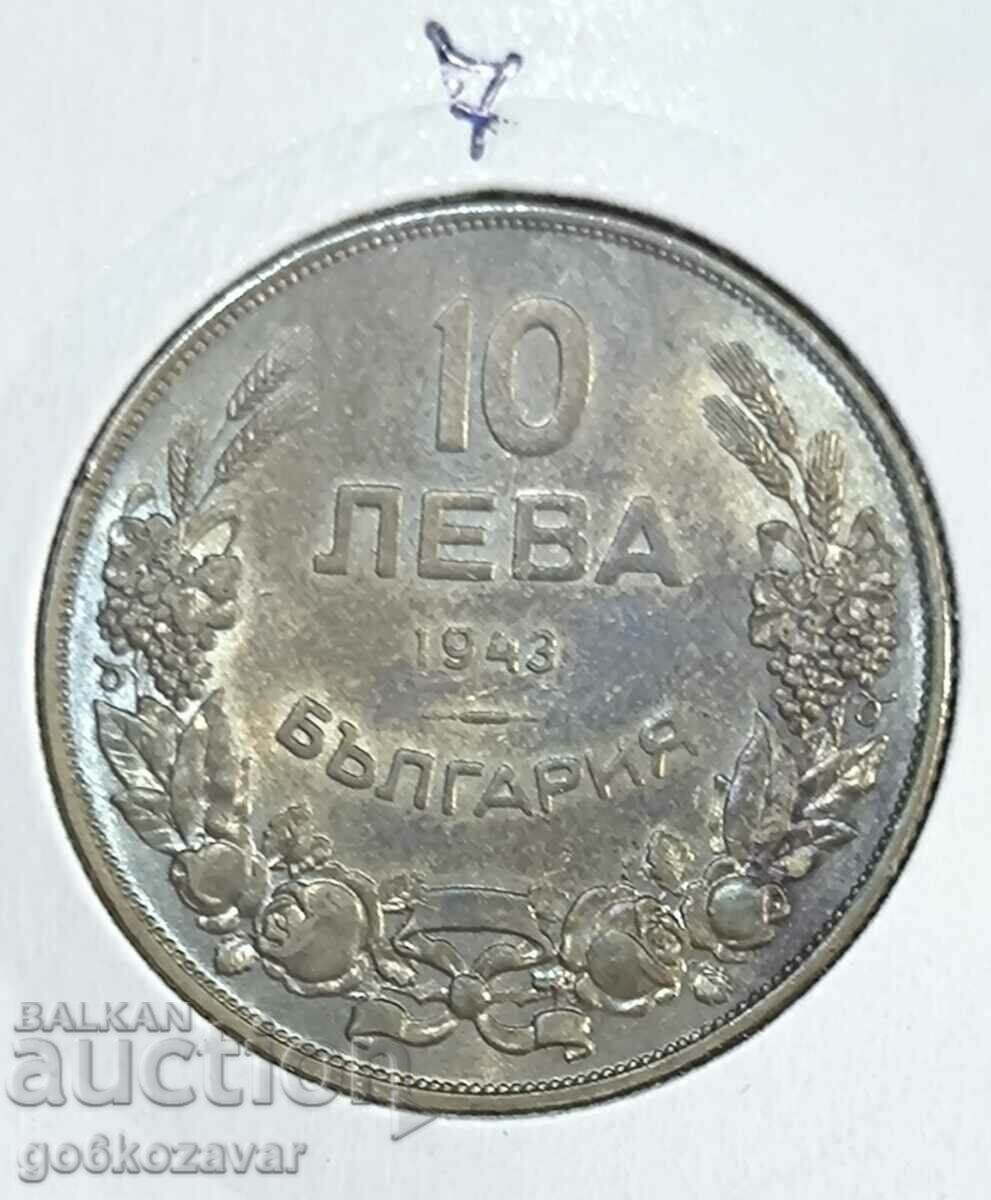 Βουλγαρία κορυφαίο νόμισμα UNC 10 BGN 1943!