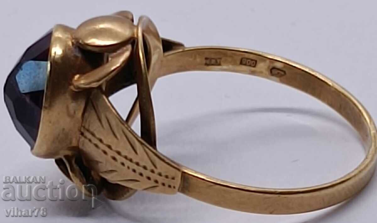 Silver ring with gold plating - 5 Silver ring with gold plating - 5