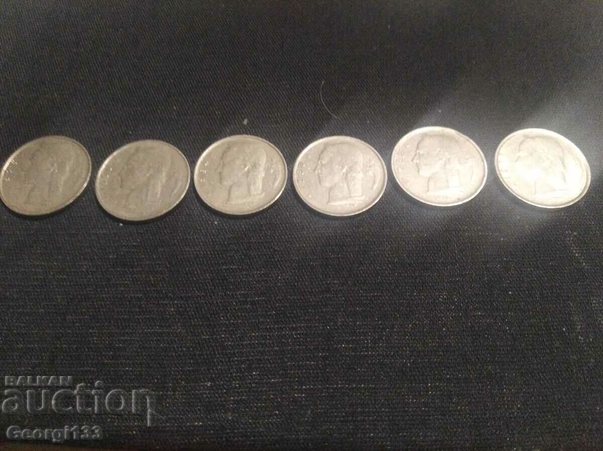 Lot: 1 franc shilling Belgian of various years