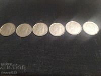 Lot: 1 franc shilling Belgian of various years