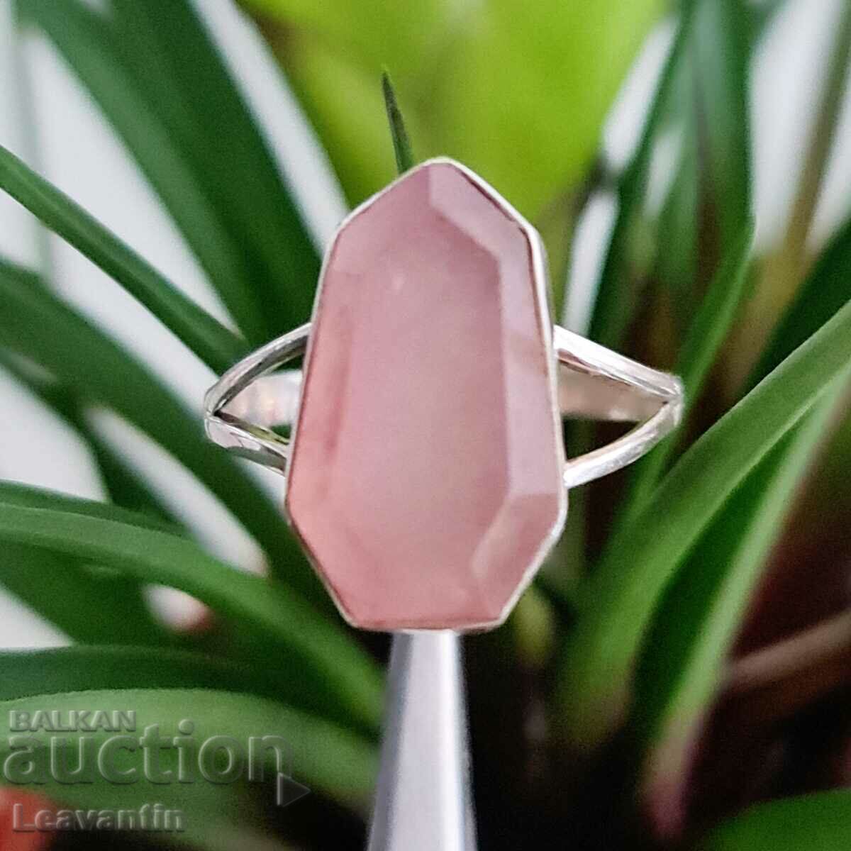 Silver ring with rose quartz 4945