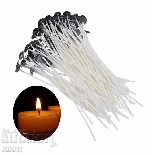 10 pcs Ready-made candle wicks with metal bases