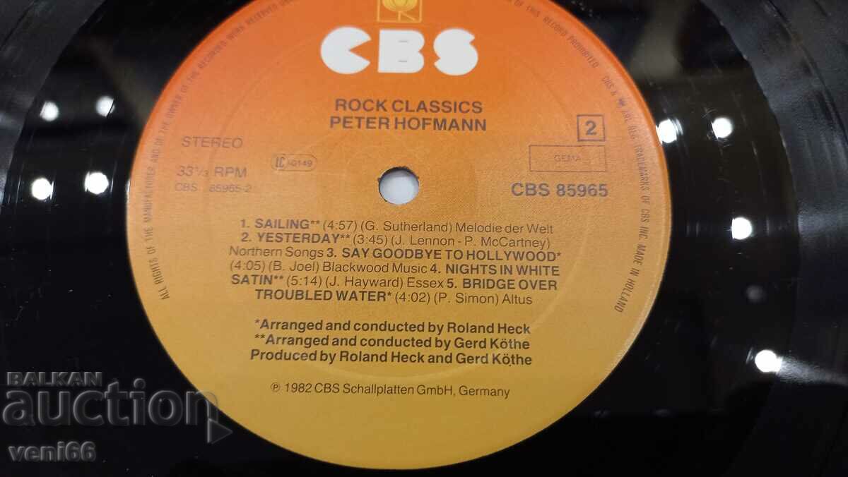 Auction Gramophone record - Peter Hofmann Auction Gramophone record - Peter Hofmann