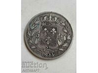 сребърна монета 5 франка Louis Луи XVIII 1823 Франция сребро