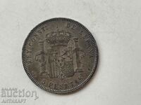 #2 Silver Coin 5 Pesetas Spain 1898 Silver