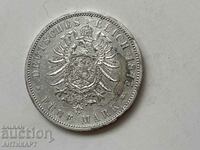 сребърна монета 5 марки Германия 1875 Вилхелм Прусия сребро