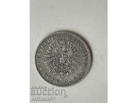 monedă de argint 5 mărci Germania 1876 Wilhelm Prusia argint