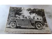 Photo Rousse Officers and soldiers in a staff military car 1952