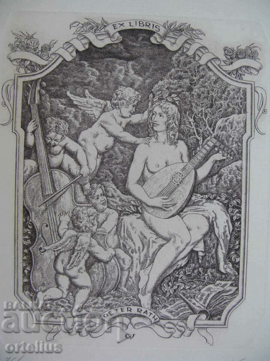 Graphics Engraving Bookplate Erotic Mythology Russia
