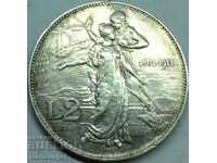 2 Lire 1911 Italy Jubilee 50 Years of Kingdom Silver
