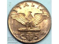 1938 5 Centesimi Italy Eagle UNC Χάλκινο