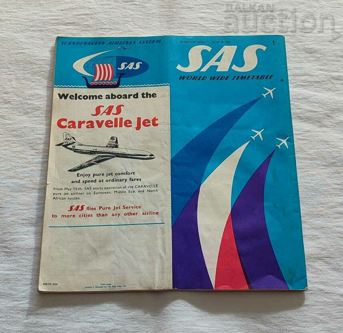 SAS SCANDINAVIAN AIRLINES SYSTEM WORLD TIMETABLE 1959 - 6 SAS SCANDINAVIAN AIRLINES SYSTEM WORLD TIMETABLE 1959 - 6
