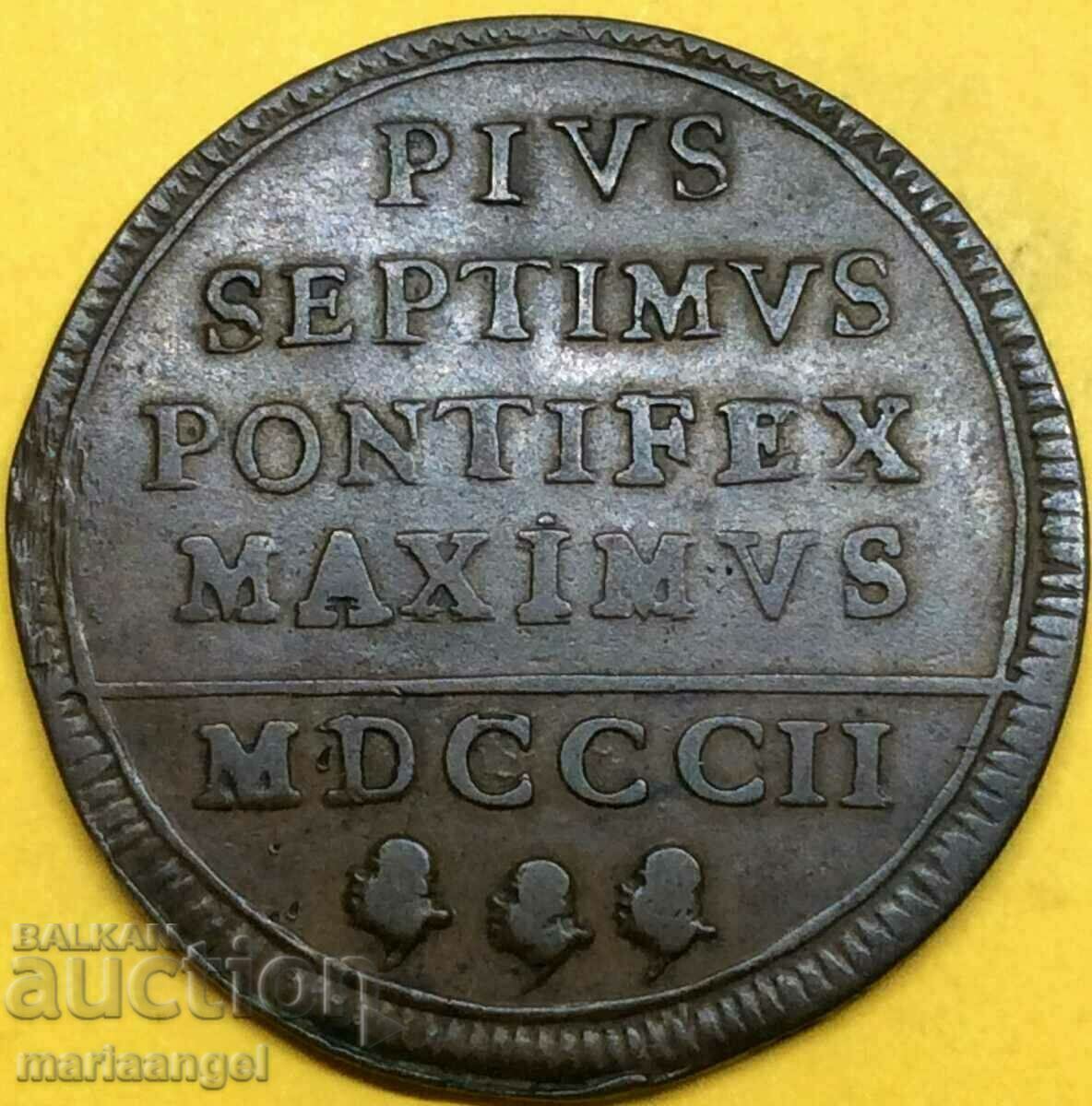 Pius VII 1 bayoko 1802 Vatican Rome 11,7g 34mm extra rare R2
