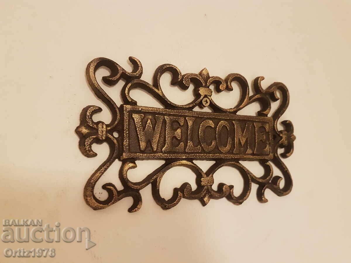 Auction  Cast iron WELCOME sign