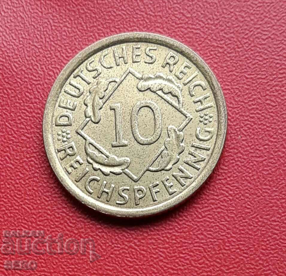 Germany-10 Pfennig 1932 E-Muldenhüten-ext. preserved