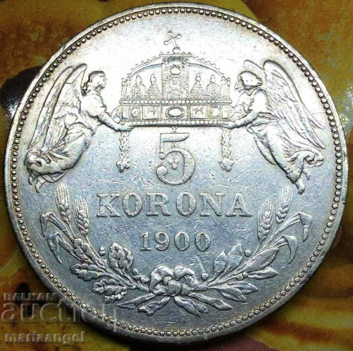 5 корони 1900 крони Австрия Унгария Ангели  златна Патина